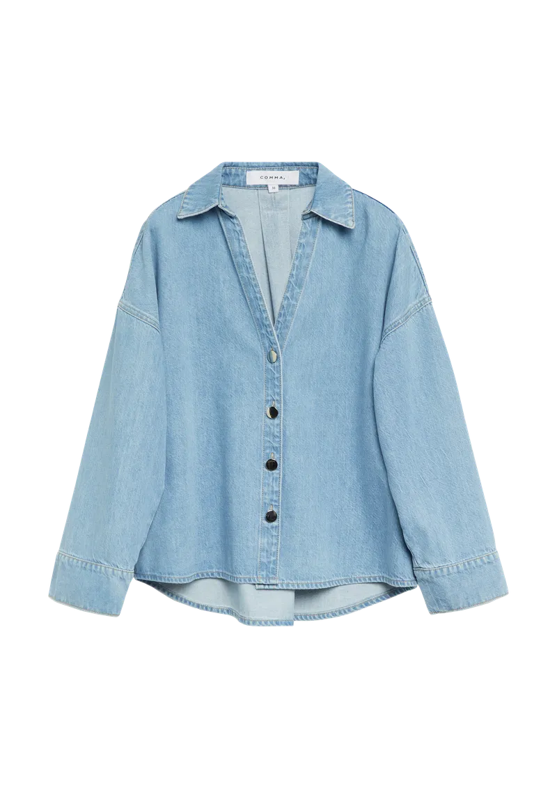 comma Denim-Overshirt aus Lyocell, Blau, – Produktbild 1 von 3