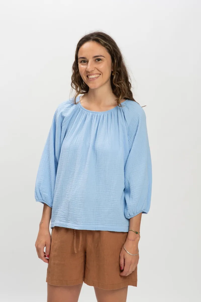 MATONA MATONA Damen vegan Bluse Musselin Puder Blau, Hellblau, – Produktbild 2 von 2