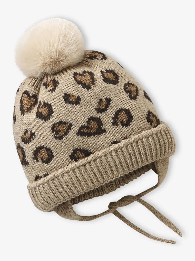 Vertbaudet Baby-Set aus Mütze mit Pompon, Taupe, – Produktbild 2 von 4
