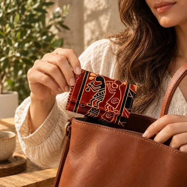 Janselo Savanna Rhythm Design Shanti-Leder-Geldbörse – Produktbild 3 von 4