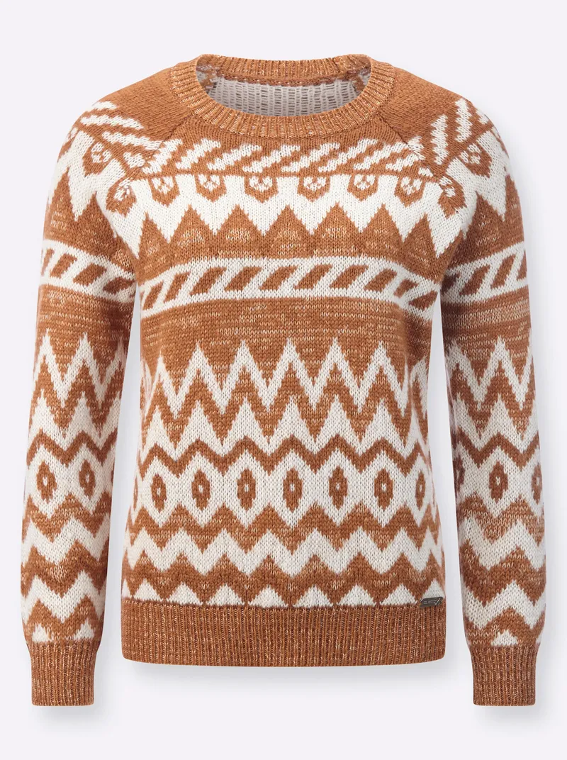 Witt Norwegerpullover, Elfenbein-cognac-gemustert, – Produktbild 1 von 2