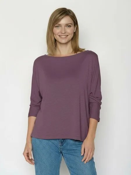 GreenBomb GREENBOMB Basic Simper - Gemütliches Longsleeve aus Viskose (LENZING ECOVERO) Mix / Fair & Vegan, Lila (moorberry), – Produktbild 1 von 4