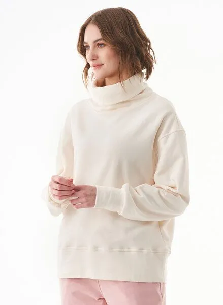 ORGANICATION ORGANICATION Sweatshirt aus Bio-Baumwolle mit Rollkragen, Weiß(off white), – Produktbild 3 von 4