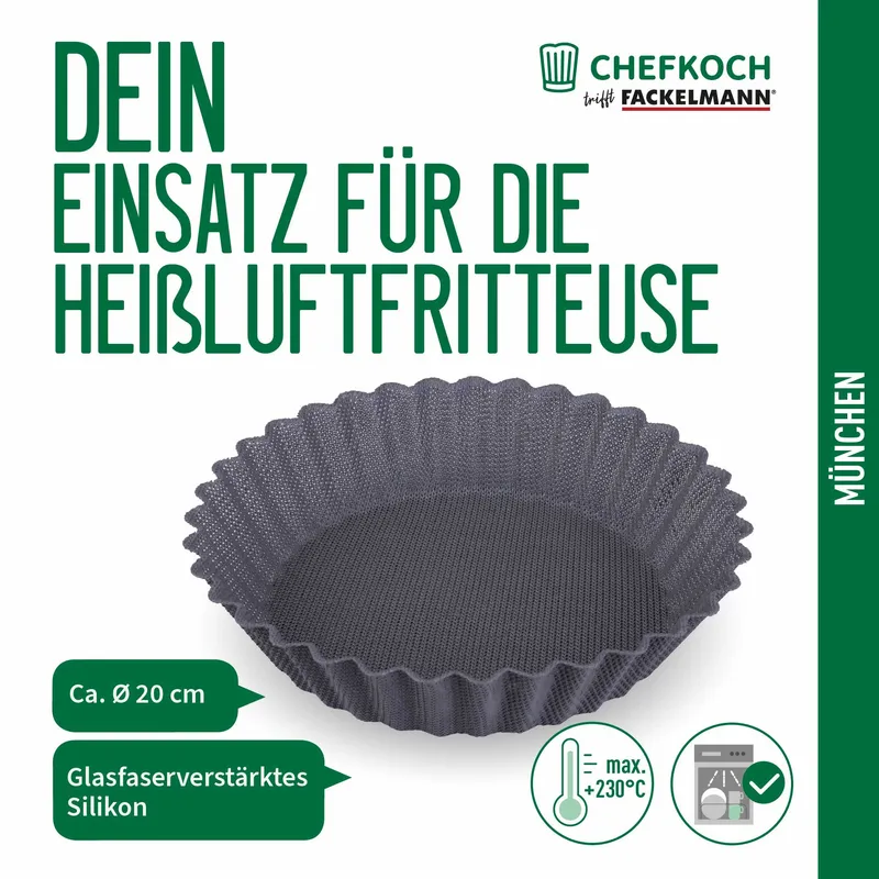 Chefkoch trifft Fackelmann Chefkoch trifft Fackelmann Silikonform für Heißluftfritteuse, antihaft, Ø20cm – Produktbild 3 von 3