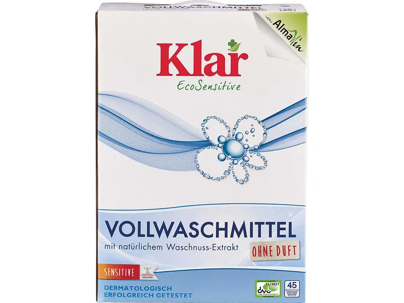 Klar Klar Vollwaschmittel "Sensitive" ohne Duft, 2,475 kg – Produktbild 1 von 1