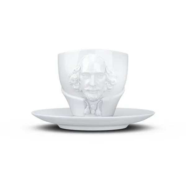 FIFTYEIGHT PRODUCTS FIFTYEIGHT PRODUCTS Talent Tasse mit Henkel und Unterteller Shakespeare – Produktbild 1 von 3