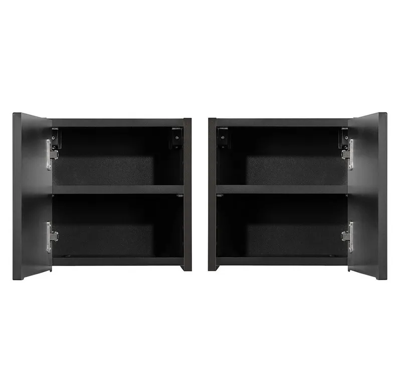 Lomadox Hängeschrank NEWPORT-56-BLACK 30x30cm, Badmöbel Wandschrank schwarz, gerillte Front, Schwarz, – Produktbild 3 von 5