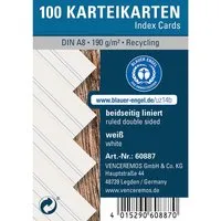 100 Karteikarten aus Recyclingkarton 170 g/m² DIN A8, weiß – Produktbild 1 von 1