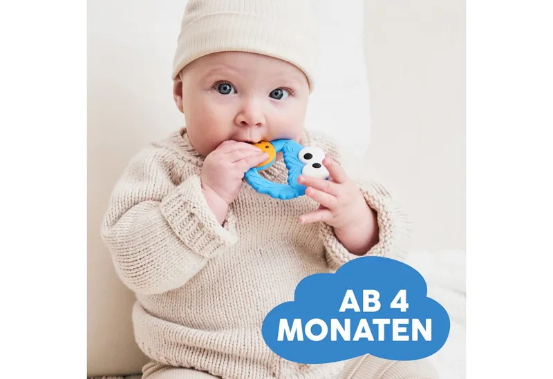 happybrush happybrush Beißring Baby Beißring - Sesamstraße - ab 4 Monate, - Kühlend, Blau, – Produktbild 3 von 5