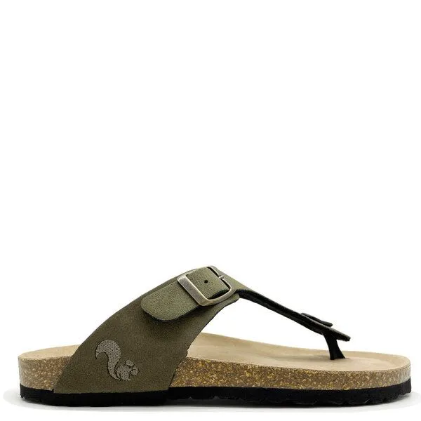 thies Vegane thies ® Eco Bio Thong Sandale aus rec. PET mit Kork-Tieffussbett, Khaki (olive), – Produktbild 1 von 4