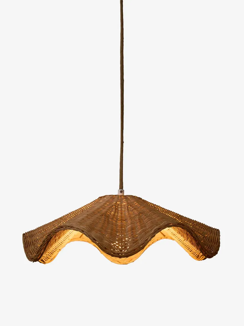 Vertbaudet Rattan-Lampenschirm mit Wellenform Kinderzimmer mokka, Mokka, – Produktbild 3 von 4
