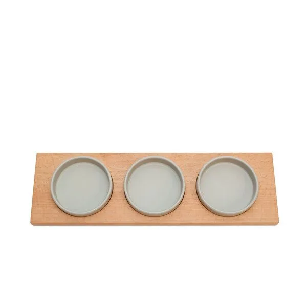 klotzaufklotz klotzaufklotz Servierschalen mit Holztablett, Warmgrau, – Produktbild 2 von 8