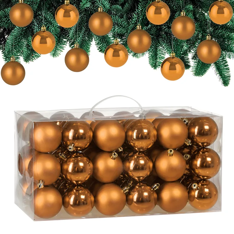 Casaria® Weihnachtskugeln Kupfer 54-tlg in matt & glänzend, Braun, – Produktbild 1 von 2
