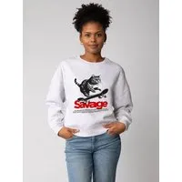 watapparel watapparel Sweatshirt Frauen Savage Cat – Produktbild 1 von 1