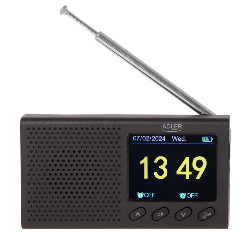 ADLER EUROPE AD 1198 UKW-Radio (FM 87,5 108 MHz, 20 Sender, Bluetooth, LCD-Display, Digital, schwarz), Schwarz, – Produktbild 1 von 5
