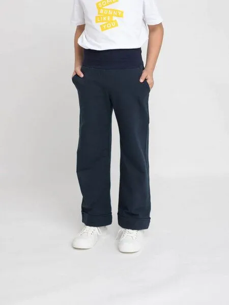 Babbily Babbily Weite Schlupfhose | wächst mit, drückt nicht | verstellbarer Komfortbund, Bio-GOTS, Blau - marine, – Produktbild 1 von 3
