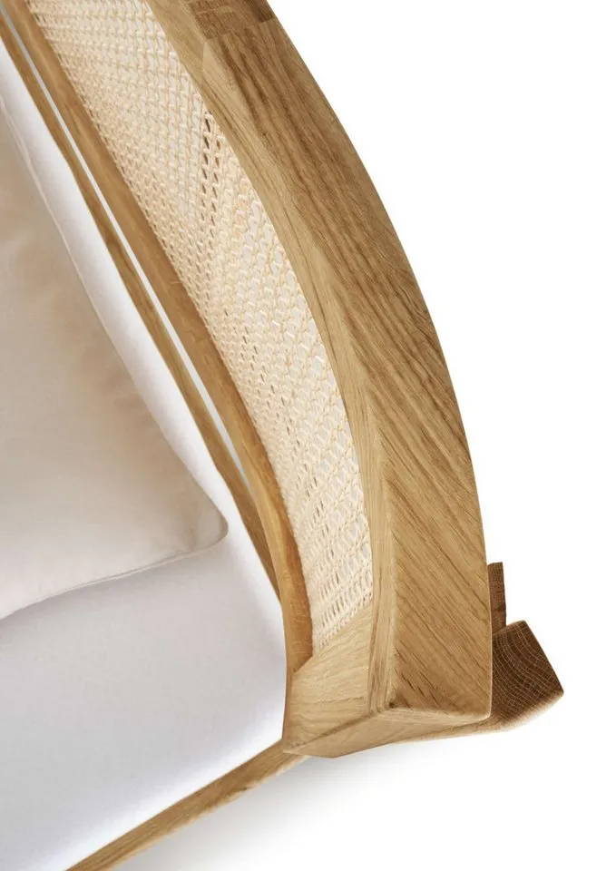 OTTO home Massivholzbett Hällevik, Kopfteil höhenverstellbar, Eiche massiv, mit Wiener Geflecht (mehrere Breiten), skandinavischer Stil, Made in EU, FSC®-zertifiziert, sehr stabil, Beige, – Produktbild 7 von 8