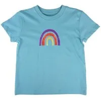 MelaDi Meladi Kinder Shirt aus Biobaumwolle - Regenbogen auf Türkis – Produktbild 1 von 1