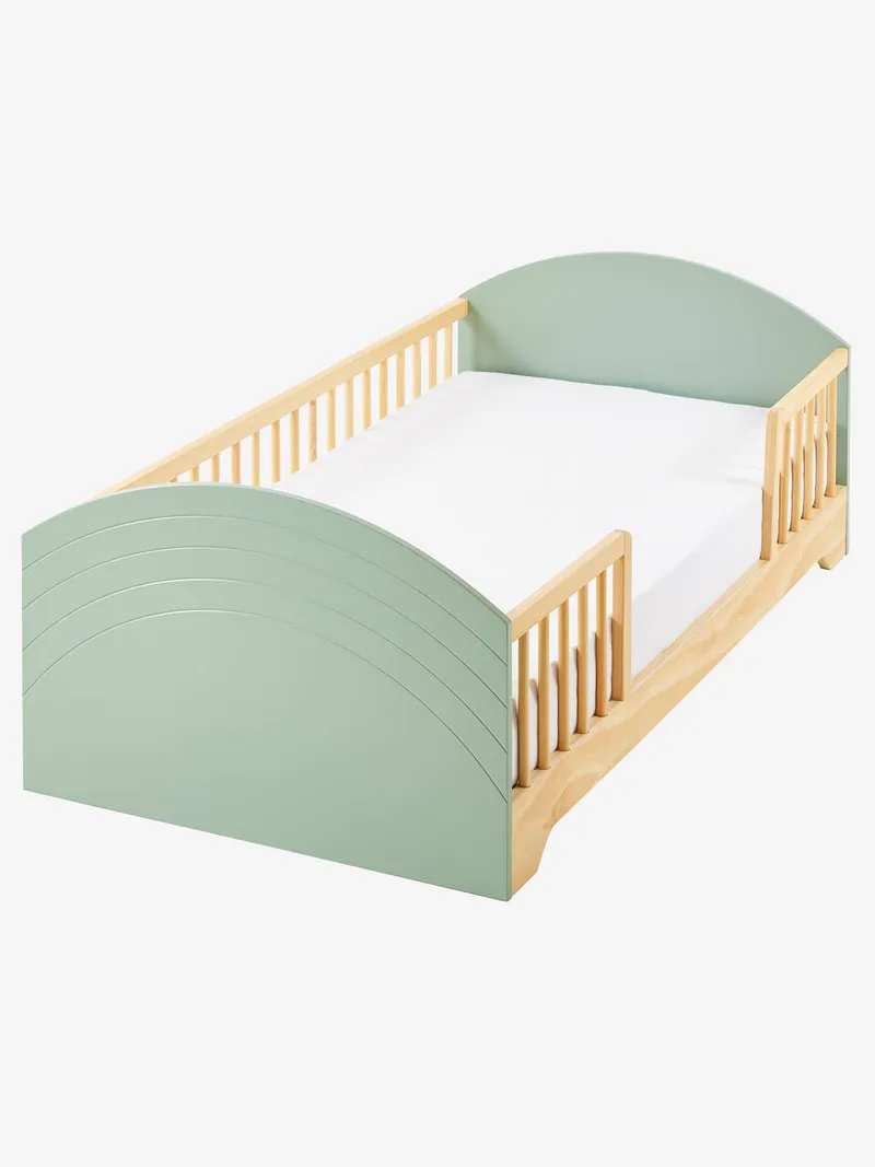 Vertbaudet Kinderbett REGENBOGEN mit Fallschutz, Salbeigrün, – Produktbild 2 von 3