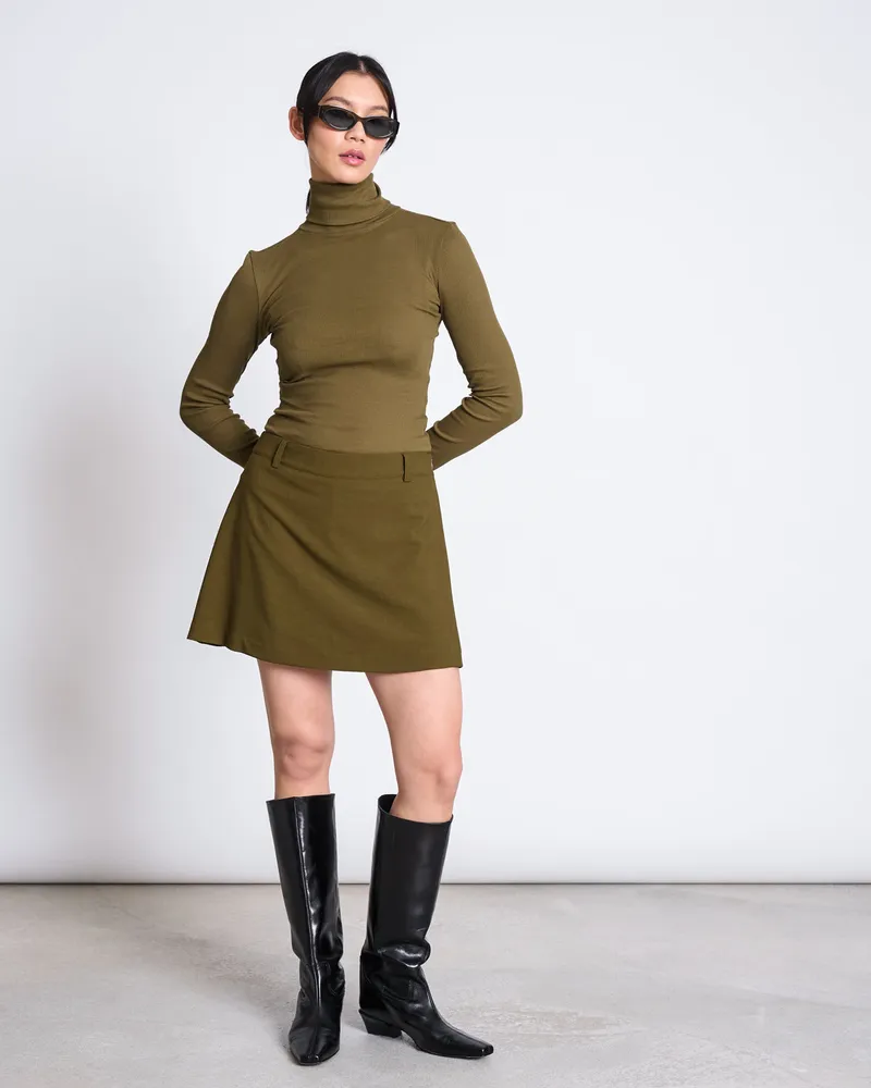 JAN N JUNE JAN N JUNE Damen vegan Top Mit Minirip Strick Und Rollkragen Chuva Rosemary, Grün, – Produktbild 1 von 2