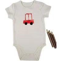 MelaDi Meladi Kinder Baby-Body aus Biobaumwolle - Rotes Auto auf Natural Raw, Natur, – Produktbild 1 von 1