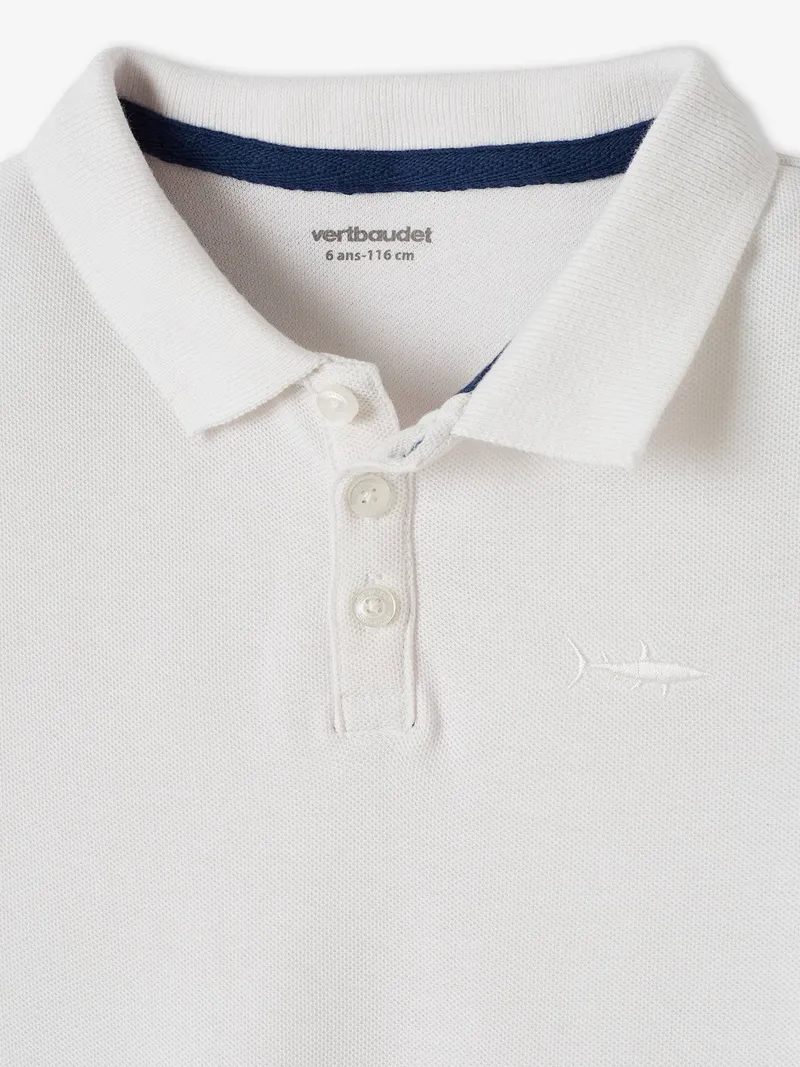 Vertbaudet Jungen Poloshirt mit Hai-Stickerei, Weiß, – Produktbild 4 von 4