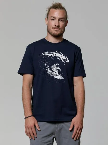 watapparel watapparel T-Shirt Unisex Surfing Spaceman, French navy, – Produktbild 2 von 3