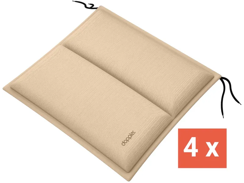 Doppler doppler Sitzkissen "CITY" mit Längssteppung, 4er-Pack, 48x48x6 cm, Polyester, sand – Produktbild 1 von 1