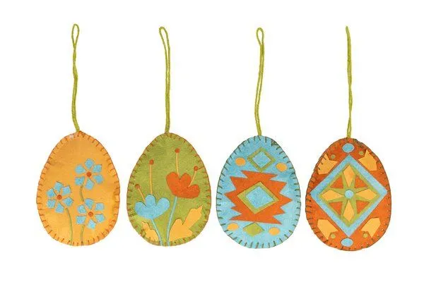 El Puente El Puente Deko-Anhänger "Ostereier", 4er-Set | Fair Trade & Handmade aus Bangladesch, Blau,gelb,orange,grün, – Produktbild 1 von 2