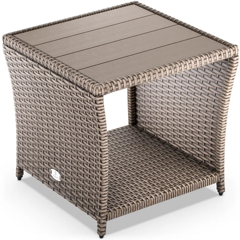 Casaria® Polyrattan Beistelltisch Vedis Creme 45x45x40cm, Creme, – Produktbild 1 von 2