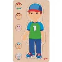 Goki goki Schichtenpuzzle aus Holz, 29-teilig, Junge Maße 17,5 x 29,8 x 1,4 cm, Mehrfarbig, – Produktbild 1 von 1