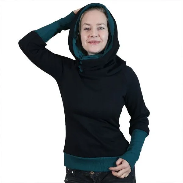 liebewicht liebewicht Kapuzenpullover KapOn schwarz/grün in 2 Längen nach Wahl – Produktbild 2 von 8