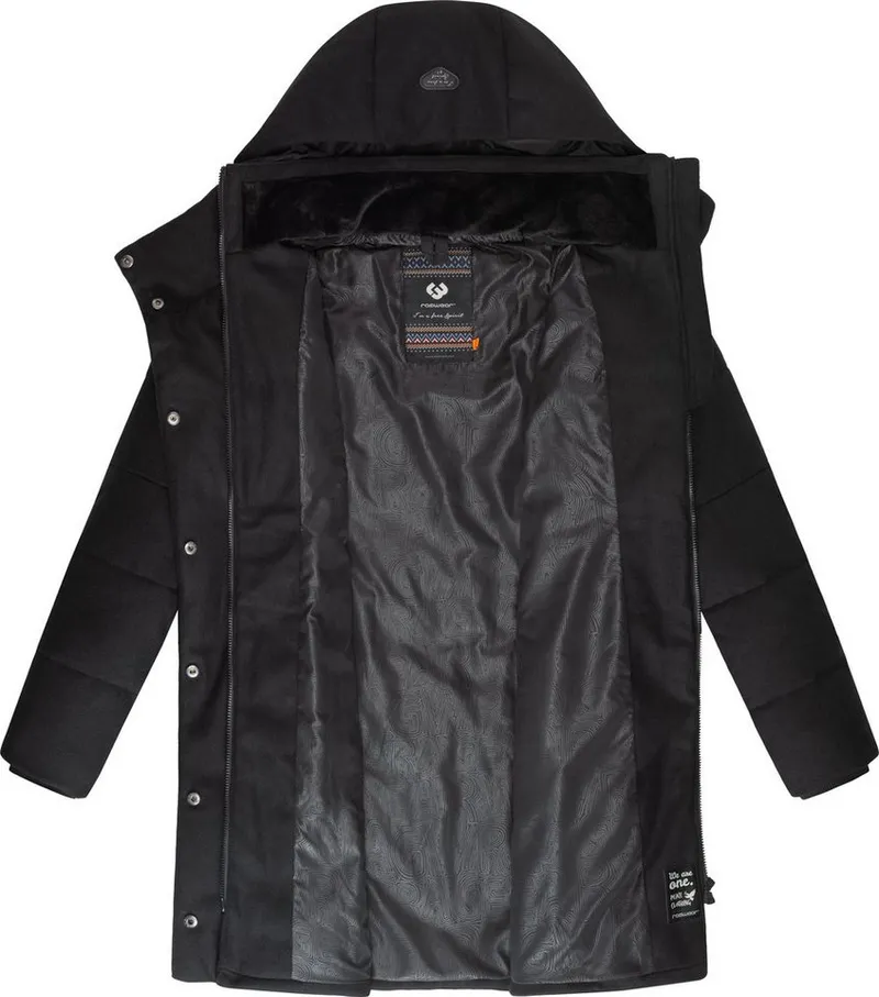 ragwear ragwear Wintermantel Pavla Coat stylischer Damen Steppmantel in Woll-Optik, Schwarz, – Produktbild 1 von 4