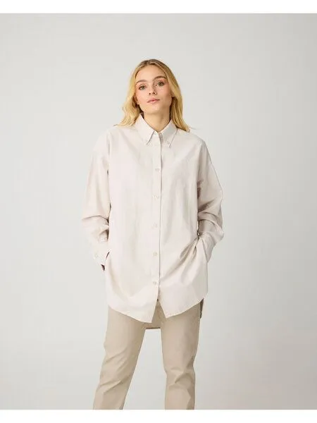 KnowledgeCotton Apparel KnowledgeCotton Apparel Relaxed Flannel Shirt - light feather grey, Grey, – Produktbild 1 von 4