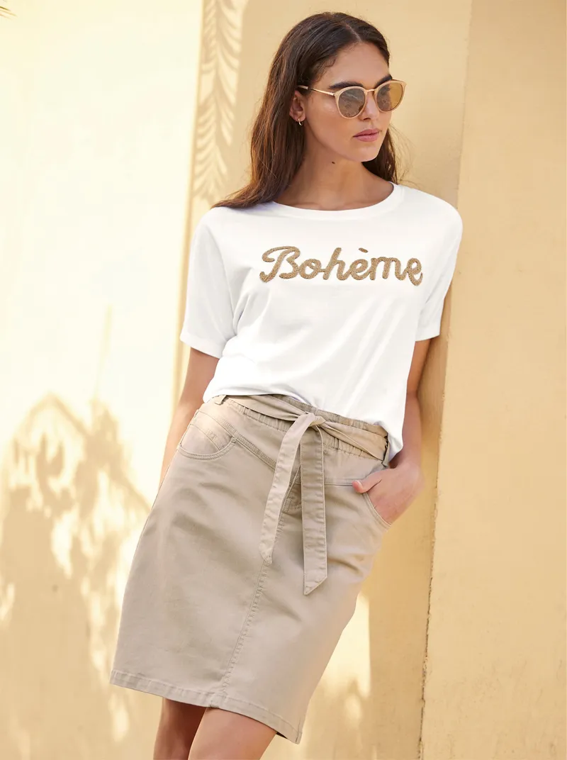 heine Jeansrock beige, Beige, – Produktbild 3 von 3