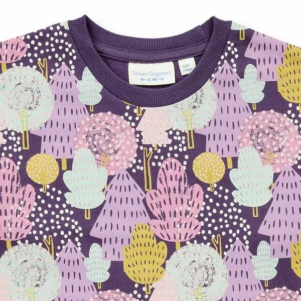 Sense Organics Sense Organics Sweatkleid mit Baum-Druck auf Pflaume, Modell JOLA, Lila, – Produktbild 2 von 4