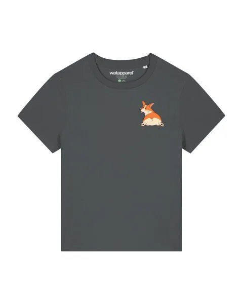 watapparel watapparel T-Shirt Frauen Corgi, Anthracite, – Produktbild 1 von 3