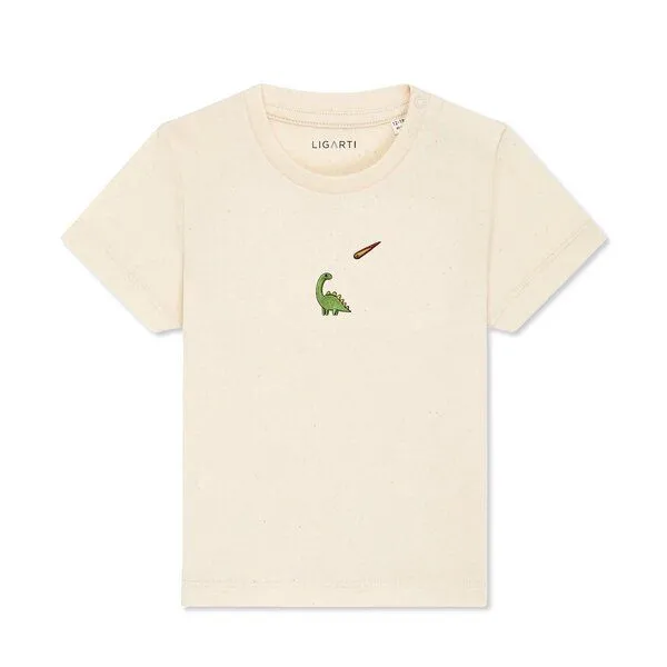 LIGARTI LIGARTI Babyshirt - Charlie der Dino, Sand, – Produktbild 1 von 3