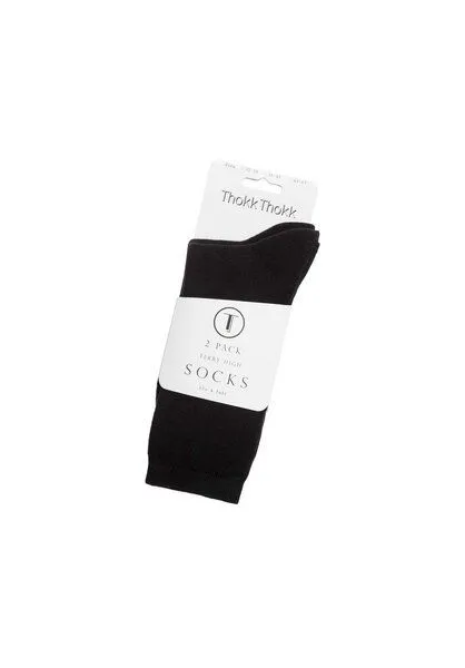 THOKKTHOKK ThokkThokk Unisex Warme Socken hoch 2er-Pack aus Bio-Baumwolle, Black (schwarz), – Produktbild 2 von 2