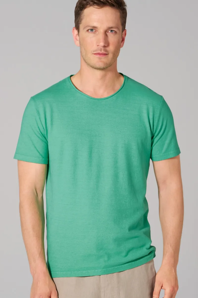HempAge Hempage Herren vegan T-Shirt Mit Gerolltem Saum Miami Grün, Grün, – Produktbild 2 von 2