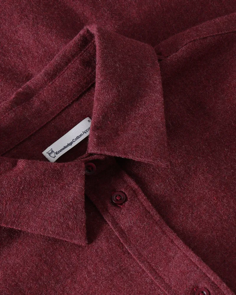 KnowledgeCotton Apparel KnowledgeCotton Apparel Damen vegan Hemd Vega Relaxed Flanell Burgunderrot, Rot, – Produktbild 2 von 2