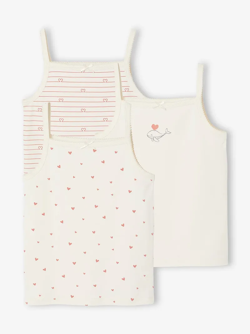 Vertbaudet 3er-Pack Unterhemden mit schmalen Trägern Mädchen, Beige, – Produktbild 1 von 2
