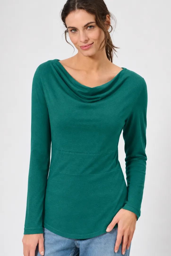 HempAge Hempage Damen vegan Langarm Top In Dschungelgrün, Grün, – Produktbild 2 von 2