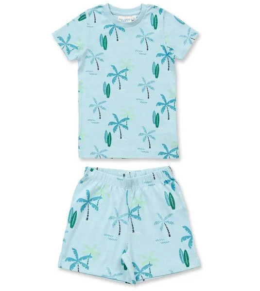 Sense Organics & friends in cooperation with GARY MASH Sense Organics & friends in cooperation with GARY MASH Kurzer Kinder Pyjama aus Biobaumwolle, Palmen (blau), – Produktbild 1 von 3