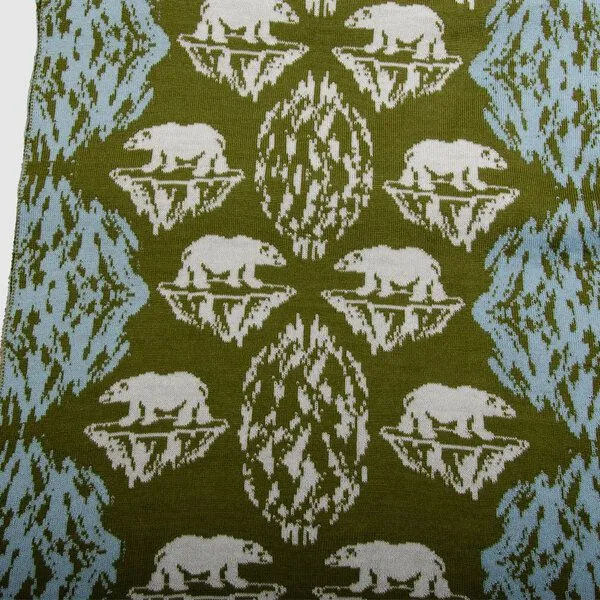 LANARTO slow fashion LANARTO slow fashion Schal Muster 'Eisbär' zweifarbig gestrickt aus mulesingfreier Merinowolle", Grün, – Produktbild 3 von 3