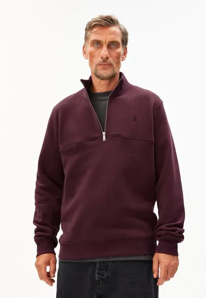 ARMEDANGELS ARMEDANGELS WAARLO FLEECE Herren Sweatshirt aus Bio-Baumwolle, Dark cranberry, – Produktbild 1 von 4