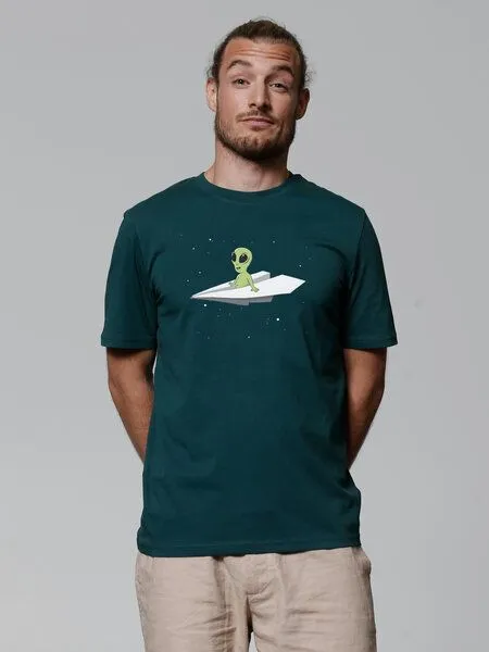 watapparel watapparel T-Shirt Unisex Alien on a paper plane, Glazed green, – Produktbild 2 von 3