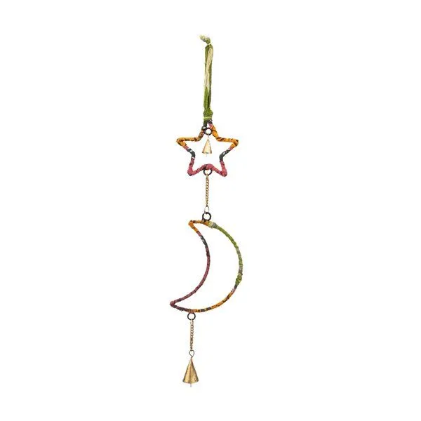El Puente El Puente Windspiel "Mond und Stern" | Fair Trade & Handmade aus Indien, Mehrfarbig, – Produktbild 1 von 1