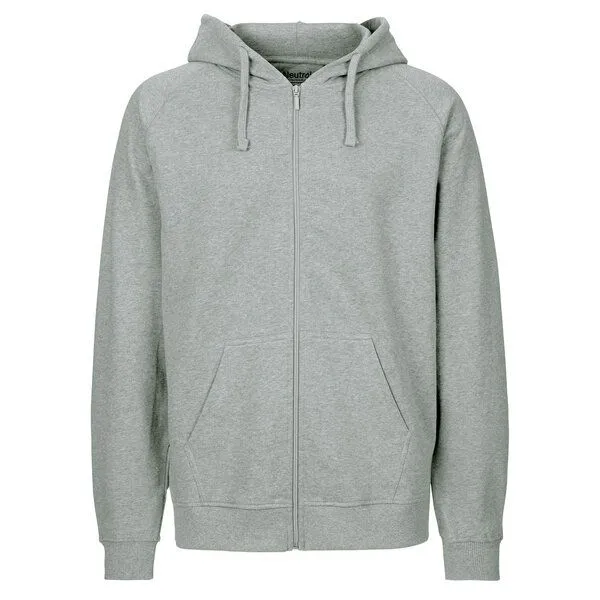 HANDGEDRUCKT HANDGEDRUCKT "Trittsiegel WaschBär" Männer Zip Hoody aus reiner Biobaumwolle (kbA), Grey, – Produktbild 3 von 4