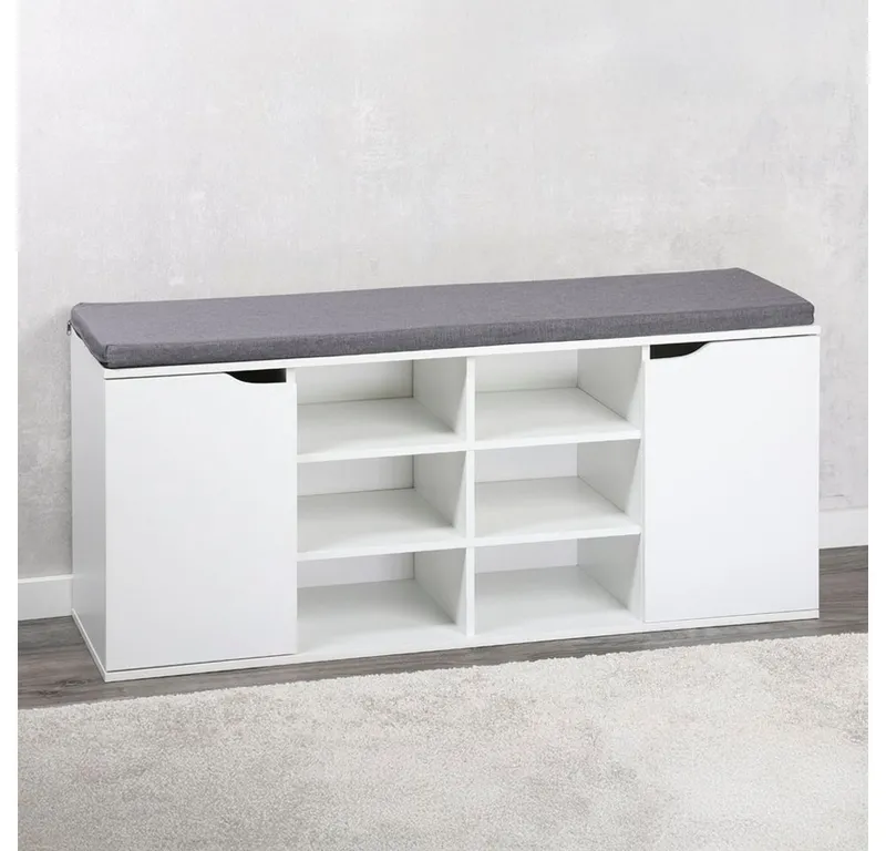 Kesper Kesper Schuhschrank Schuhschrank mit Sitzkissen, 2 Türen, FSC, Weiß, – Produktbild 1 von 5